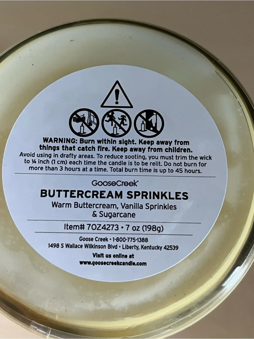 New Goose Creek Buttercream Sprinkles 7 Oz. Soy Wax Blend Candle